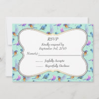 Extravagante Aquarellvögel mit RahmenWedding-RSVP