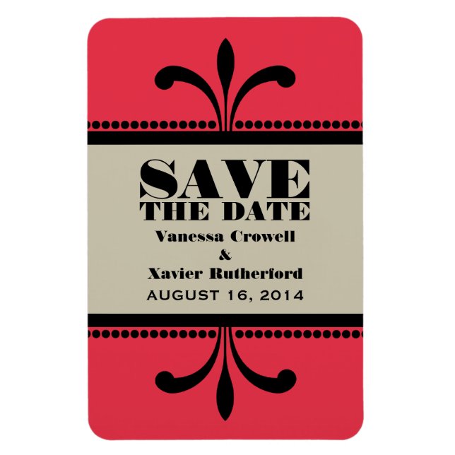 Extravagante Art Deco Speichern des Datumsmagazins Magnet (Vertikal)