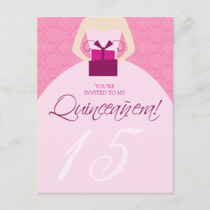 Extravagante Ball Gown Quinceanera Einladung (Rosa