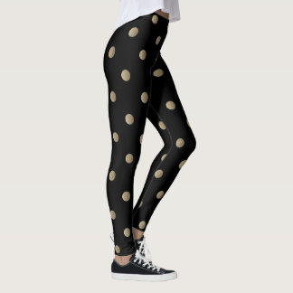 Extravagante Beige und Schwarz Retro Polka Dot Leg Leggings