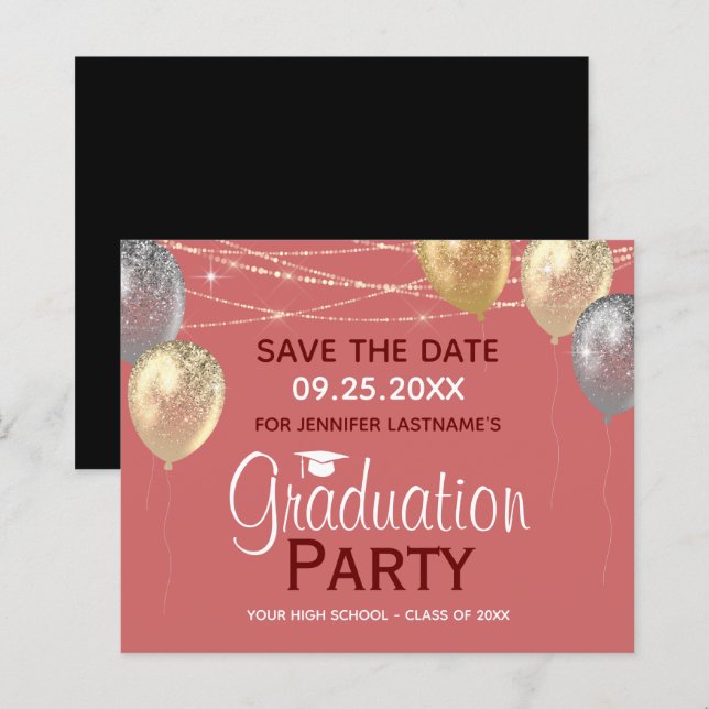 Extravagante Bildungspartei Save the Date Einladun (Vorne/Hinten)