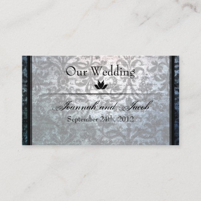 Extravagante Black Damask Wedding Website Card Begleitkarte (Vorderseite)