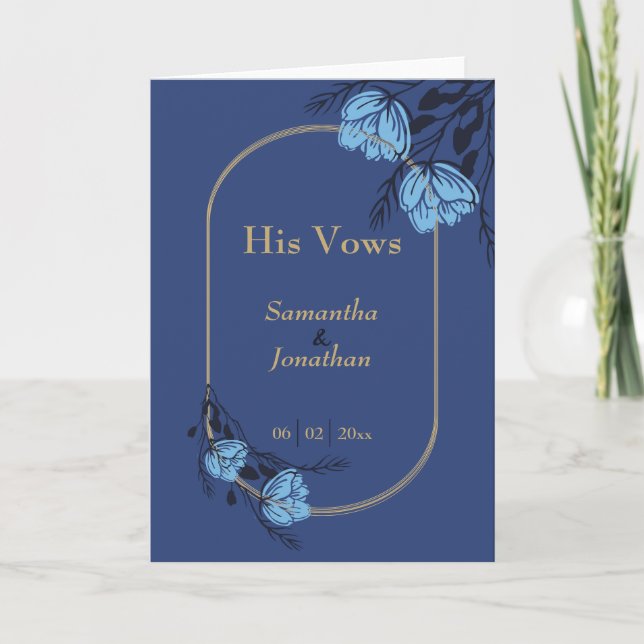 Extravagante blaue Blume Hochzeit seiner Stimmkart Dankeskarte (Vorderseite)