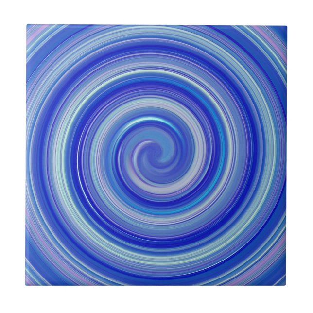 Extravagante Blauspirale Fliese (Vorderseite)