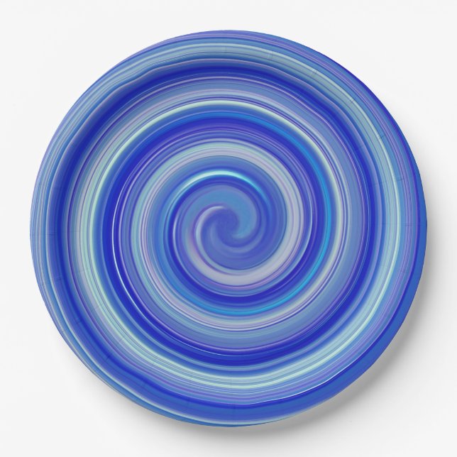 Extravagante Blauspirale Pappteller (Vorderseite)