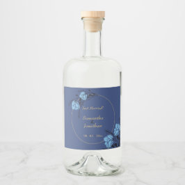 Extravagante Blue Blume Hochzeit Alkoholflaschenetikett