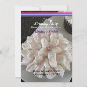 Extravagante Blume Cupcakes Geburtstagsparty Einla Einladung