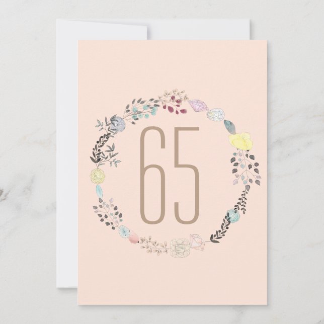 Extravagante Blume und Diamanten 65. Geburtstag Einladung (Rückseite)
