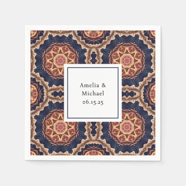 Extravagante Blume und Sternen-Muster Hochzeit Serviette (Vorderseite)