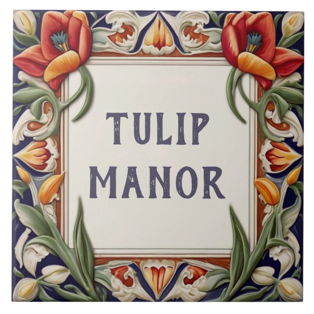 Extravagante Blumenbezeichnungen Schild Plaque Fliese (Vorderseite)