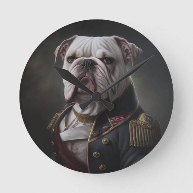 Extravagante Bulldog-Uhr Runde Wanduhr (Vorderseite)