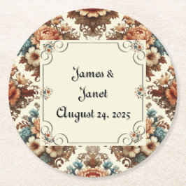 Extravagante Buttercreme Floral Anpassbarer Unters Runder Pappuntersetzer