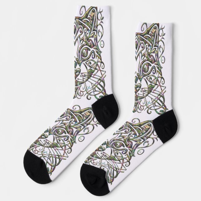 Extravagante Cat Abalone Socken (Linkes Detail)