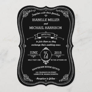 Extravagante Chalkboard-Vintage Bracket-Hochzeit Einladung