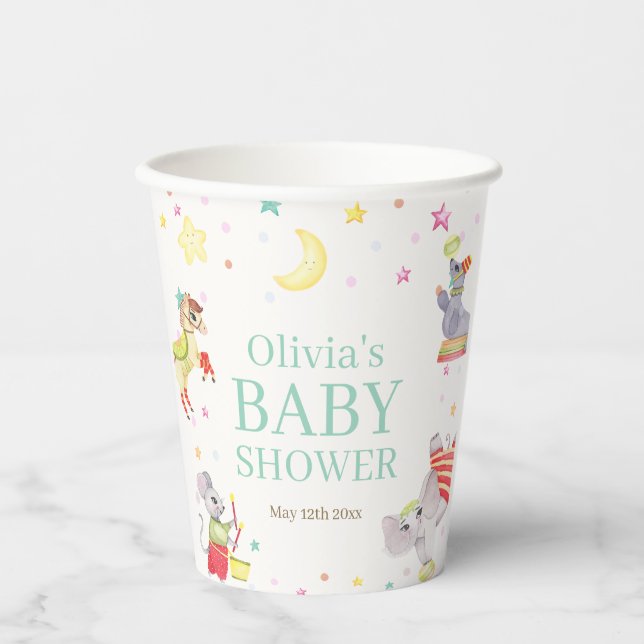 Extravagante Circus Karneval Animals Kinderdusche Pappbecher (Vorderseite)