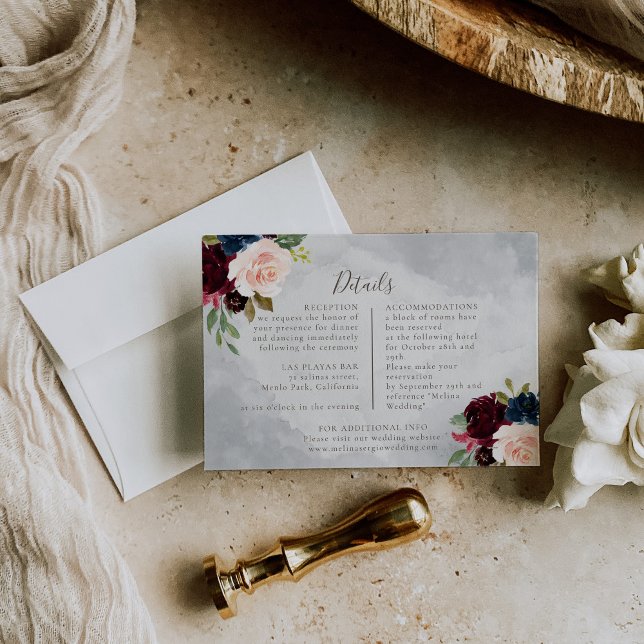 Extravagante Classic Rose Peony Blume Hochzeitdeta Begleitkarte (Von Creator hochgeladen)