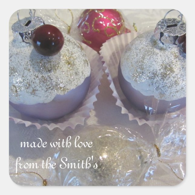 Extravagante Cupcakes Quadratischer Aufkleber (Vorderseite)