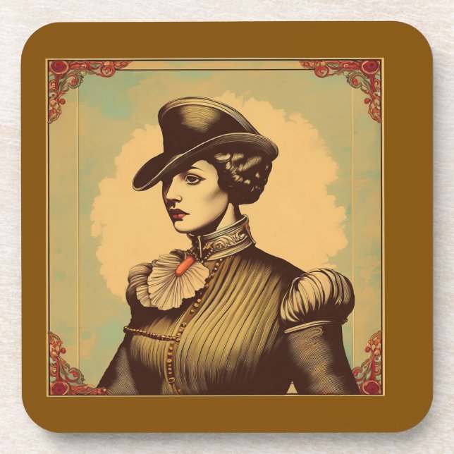 Extravagante Dame in zeitgenössischem Kostüm Getränkeuntersetzer (Vorderseite)