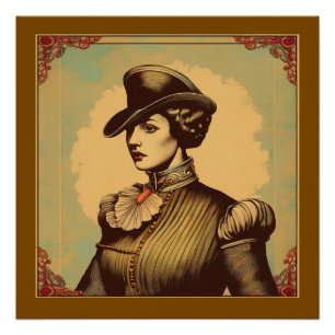 Extravagante Dame in zeitgenössischem Kostüm Poster