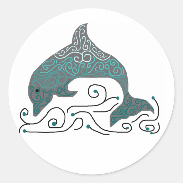 Extravagante Dolphin-Aufkleber Runder Aufkleber (Vorderseite)