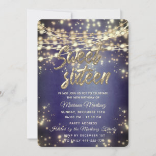 Extravagante, elegante String-Lichter mit goldenem Einladung