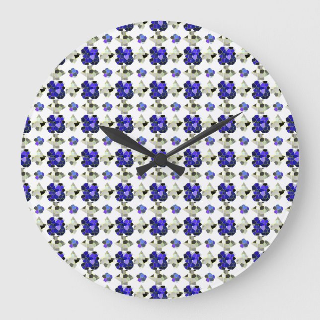 Extravagante Farbbilder, grau und blau Große Wanduhr (Vorderseite)