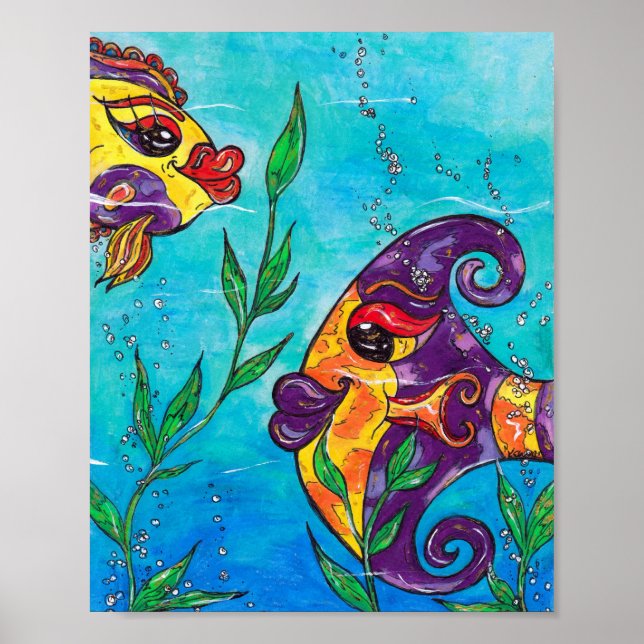 Extravagante Fischdrucke Poster (Vorne)