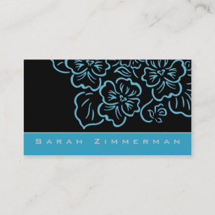 Extravagante Floral Aqua Business Card Visitenkarte