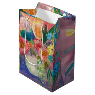 Extravagante florale Geschenktasche Mittlere Geschenktüte