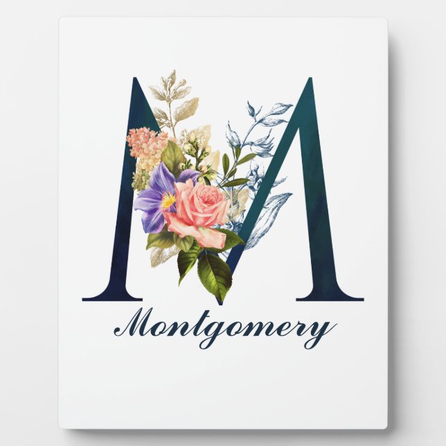 Extravagante florale Monogramm Fotoplatte (Vorderseite)