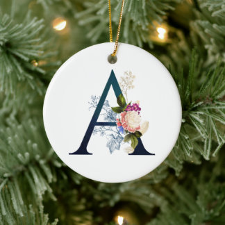 Extravagante florale Monogramm Letter A Keramik Ornament