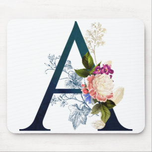 Extravagante florale Monogramm Letter A Mousepad