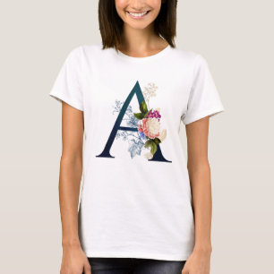 Extravagante florale Monogramm Letter A T-Shirt