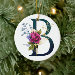 Extravagante florale Monogramm Letter B Keramik Ornament
