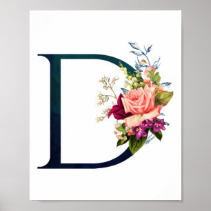Extravagante florale Monogramm Letter D Poster