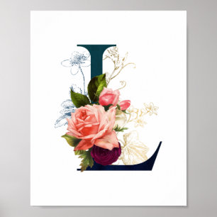 Extravagante florale Monogramm Letter L Poster