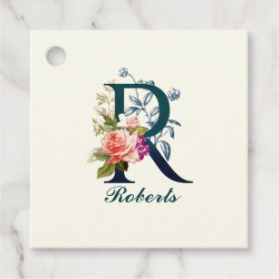 Extravagante florale Monogramm Letter R Geschenkanhänger