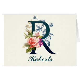 Extravagante florale Monogramm Letter R-Mitteilung