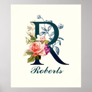 Extravagante florale Monogramm Letter R Poster