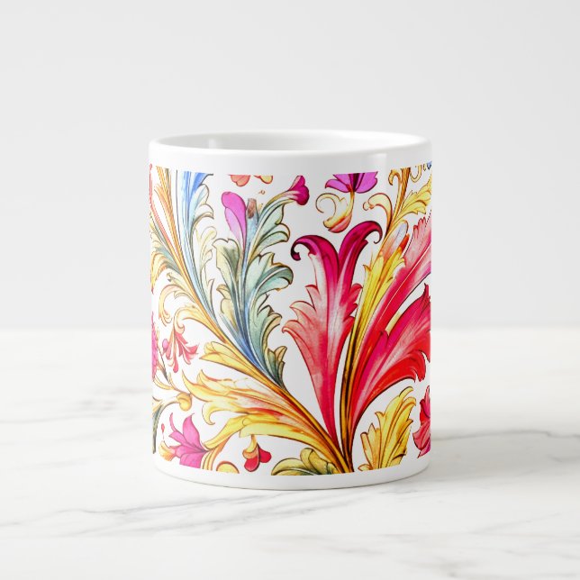 Extravagante florentinische Design Wasserfarben-Bl Jumbo-Tasse (Vorderseite)