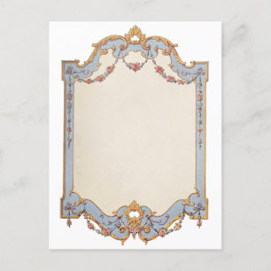 Extravagante Französisch Vintage Frame Blue Gold S Postkarte