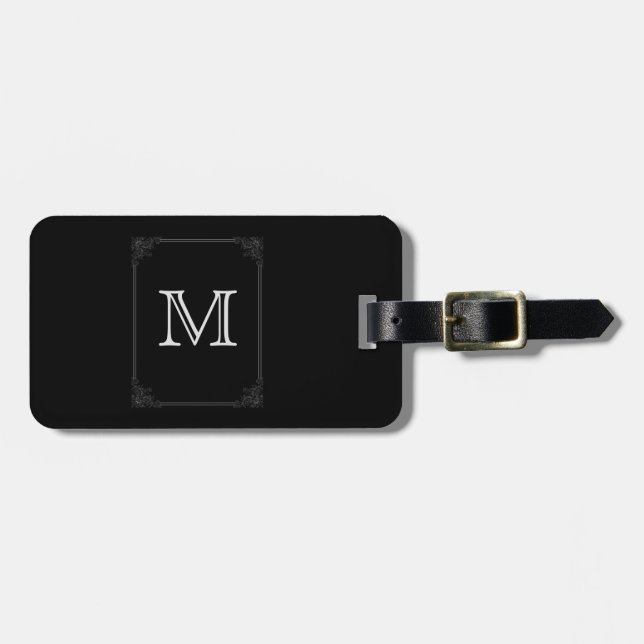 Extravagante Gerahmte Monogramm Personalisierte In Gepäckanhänger (Vorderseite horizontal)
