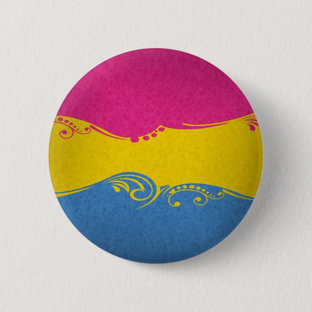 Extravagante, geschwungene und verwirbelte Pansexu Button (Vorderseite)