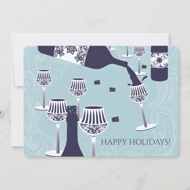 Extravagante Gläser gießen Weihnachtskarte einlade Feiertagskarte (Vorderseite)