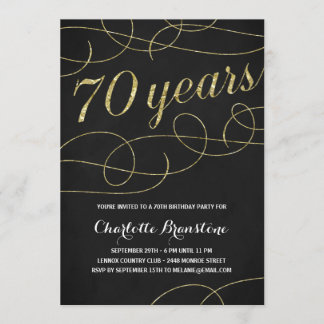 Extravagante Gold 70. Geburtstagsparty Einladung