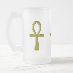 Extravagante Gold Ankh-Tasse Mattglas Bierglas
