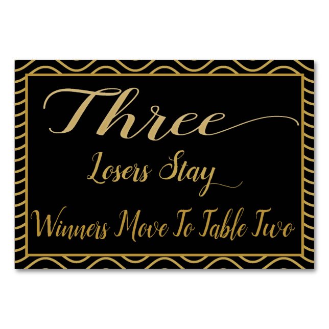 Extravagante Gold Bunco Table Card #3 Tischnummer (Vorderseite)