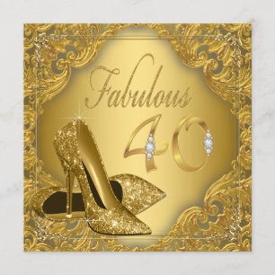 Extravagante Gold High Heel Fabulous 40. Geburtsta Einladung