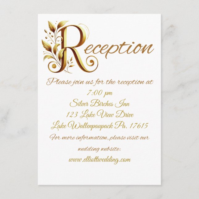 Extravagante Gold R Wedding Reception Enclosure Ca Begleitkarte (Vorderseite)