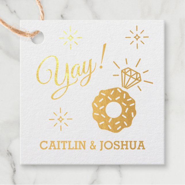 Extravagante Goldfolie DONUT Verlobung Ring funkel Geschenkanhänger (Vorderseite)